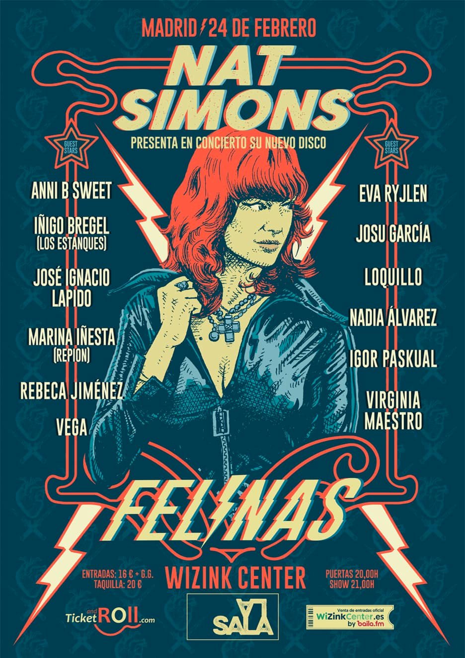 Nat Simons presentando su último disco Felinas en La Sala del Wizink Center, Madrid, el 24 de febrero de 2024